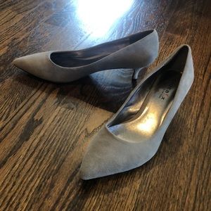 Gray suede pumps